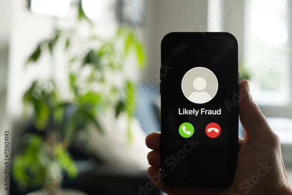 Fototapeta Scam Phone Call on a Smartphone Screen