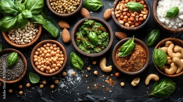 Fototapeta Vegan protein source top view.