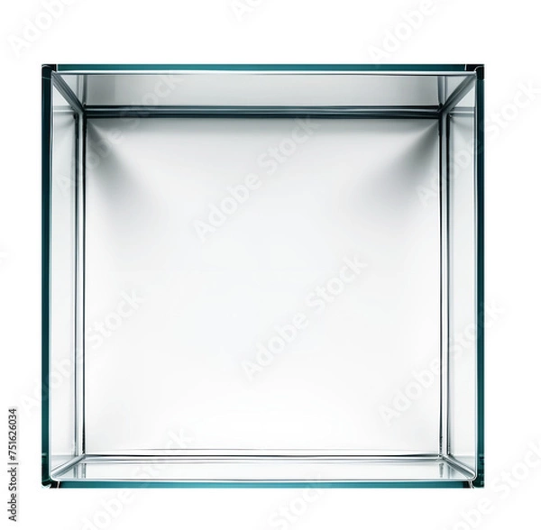 Fototapeta Transparent glass Box. Empty box glass without lid. Top view. AI image.