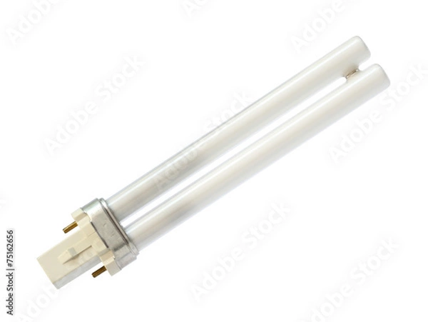 Obraz Compact fluorescent light bulb isolated on white background