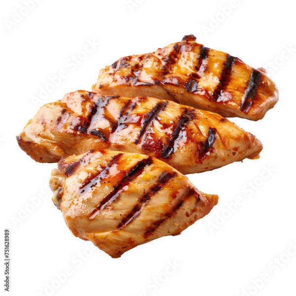 Fototapeta Grilled chicken isolated on transparent background