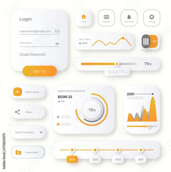 Fototapeta minimal UI kit bundle pack