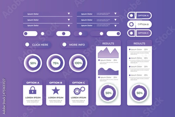 Obraz Free vector flat minimal UI kit template design