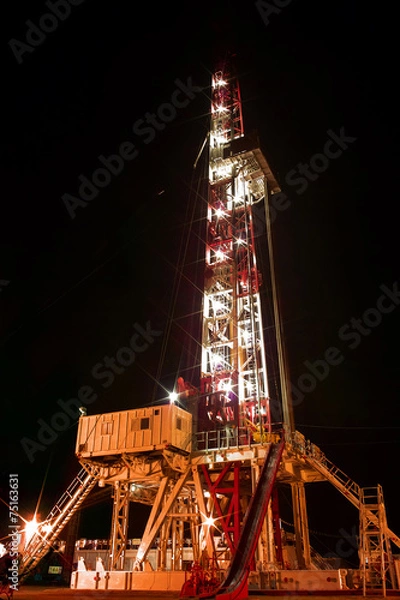 Obraz Drilling rig  at night