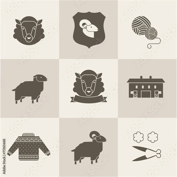 Fototapeta sheep vector set