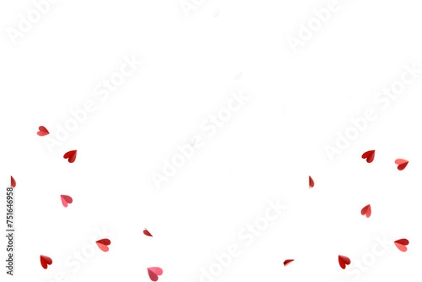 Fototapeta Floating red paper heart isolated on on a transparent background png. Background concept for love greetings on valentines day and mothers day. Space for text	