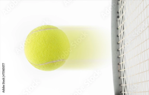 Obraz Fast speeding tennis ball being hit by a raquet
