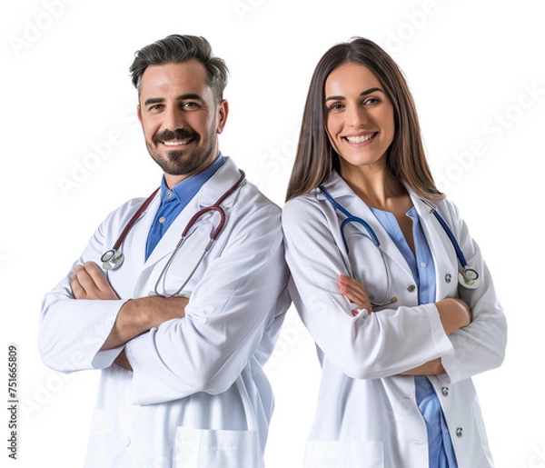 Fototapeta Team of Doctors Isolated on Transparent Background
