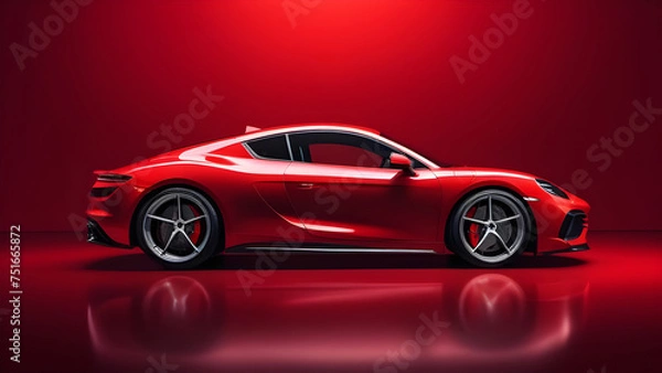 Obraz Red car on a red background.