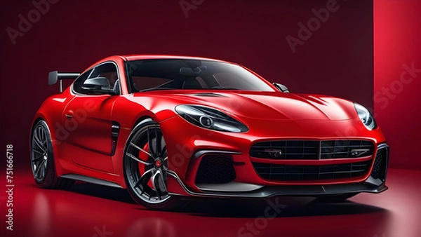 Obraz Red car on a red background.