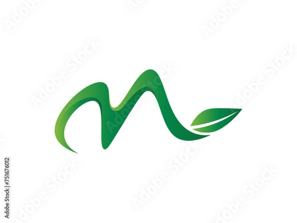Obraz Letter M Leaf logo gradient colorful design. leaf logo vector