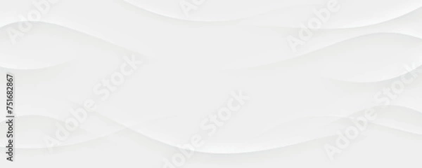 Fototapeta Abstract white and gray gradient wavy pattern texture banner template design background with copy space. Modern and minimal scene concept. Vector illustration.