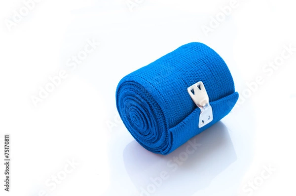 Obraz Medical blue elastic Bandage isolated on white background