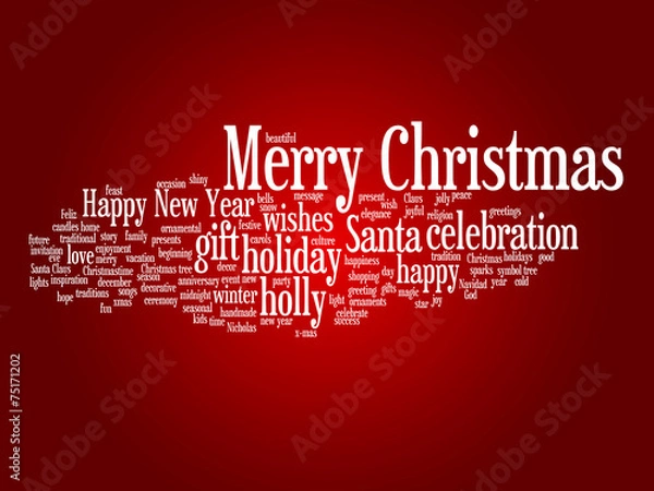 Fototapeta Conceptual Merry Christmas word cloud