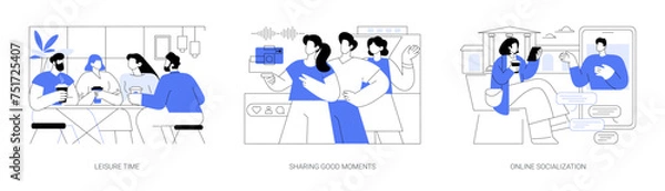 Fototapeta Students socialization isolated cartoon vector illustrations se
