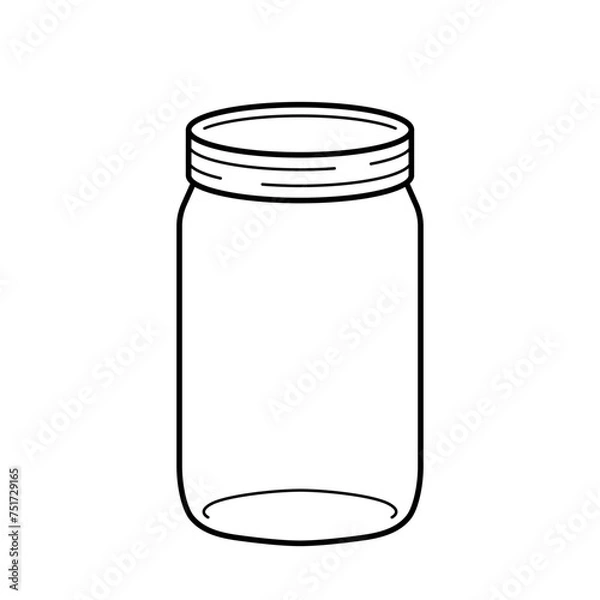 Fototapeta Empty glass jar icon. Line vector illustration isolated on white background.