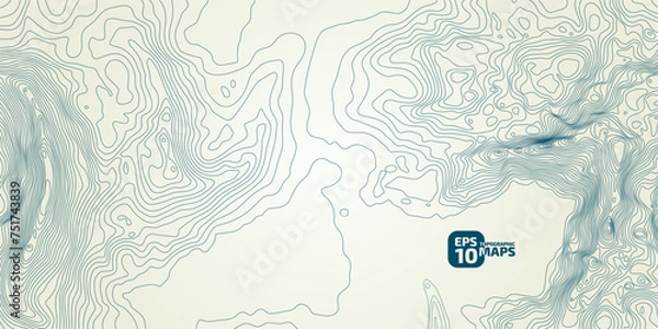 Fototapeta The stylized height of the topographic contour in lines and contours. The concept of a conditional geography scheme and the terrain path. Vector illustration.