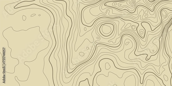 Fototapeta Topographic pattern texture. Brown contours on beige background. vector topography. Geographic mountain topographic. Map on land strok terrain. Elevation on graphic height lines. Vector Illustration.