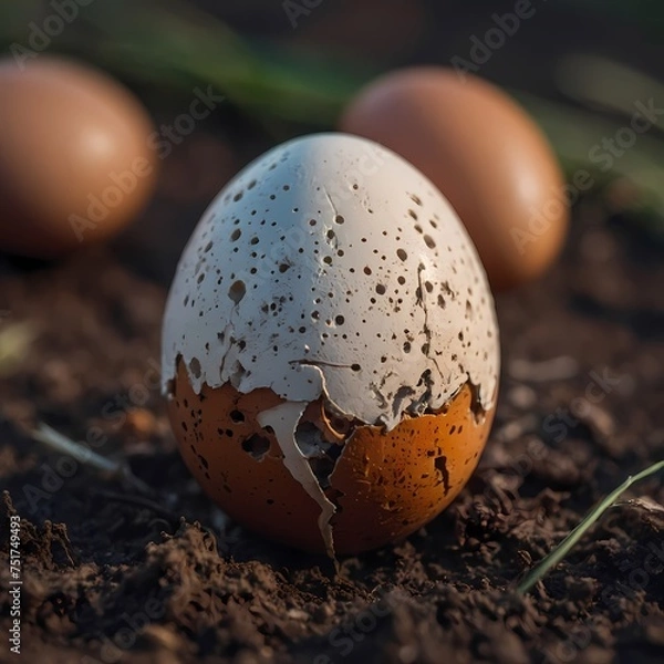 Fototapeta "Life in the Embrace of an Egg: Brief and Detailed Macro Photo" Generative AI