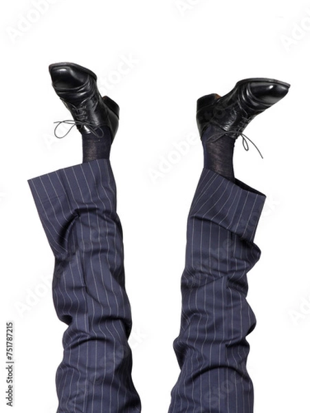 Obraz Businessman legs feet up isolated on transparent layered background.