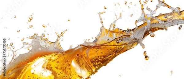 Fototapeta A golden beer splashing.