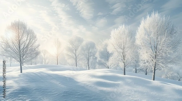 Obraz winter snowy hill landscape