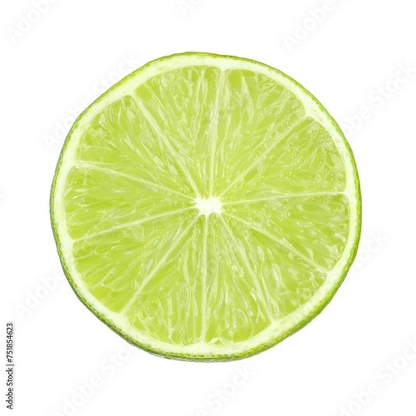 Fototapeta Slice of fresh green ripe lime isolated on white