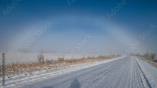 Fototapeta Ice rainbow in the winter along a roadway