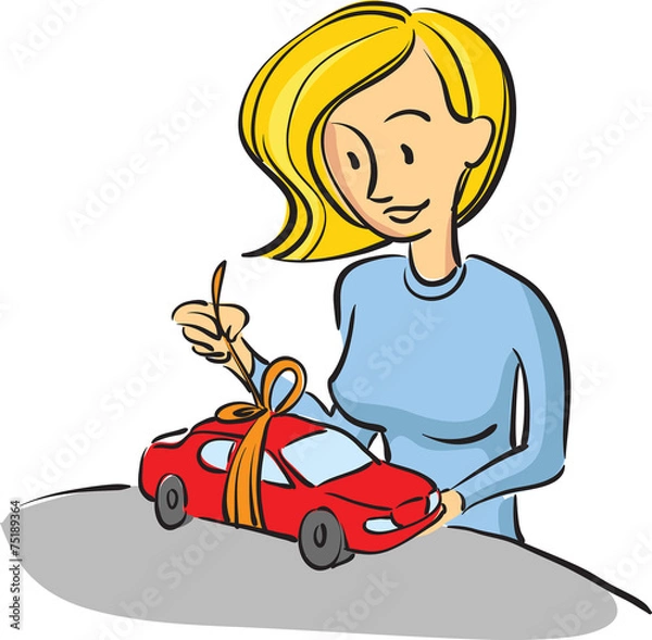 Fototapeta woman with gift car