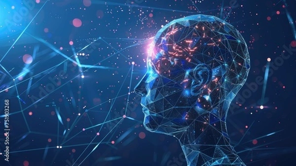 Obraz Simulated human head and brain deep learning Machine Learning and Artificial Intelligence AI Technology