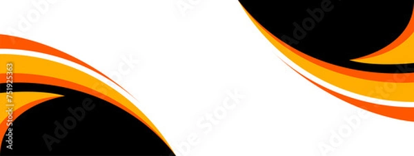 Obraz Abstract wave web banner background black and orange color