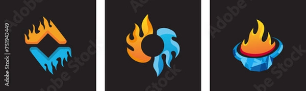 Obraz fire ice logo collection with 3 shapes
