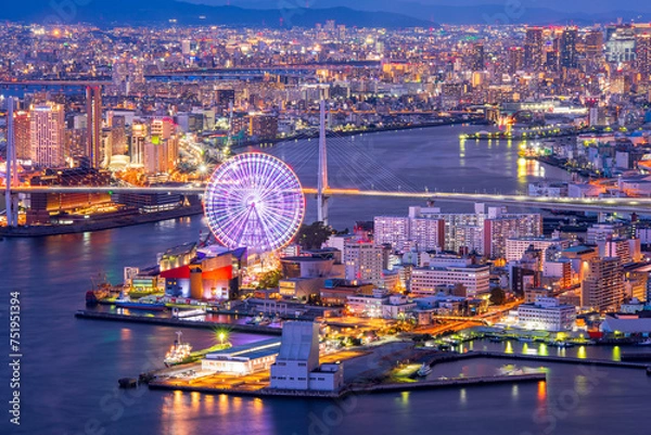 Obraz 大阪咲洲庁舎コスモタワー展望台からの夜景