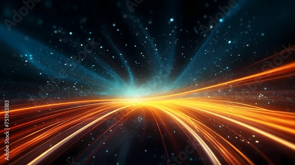 Fototapeta Wavy lines and bokeh lights