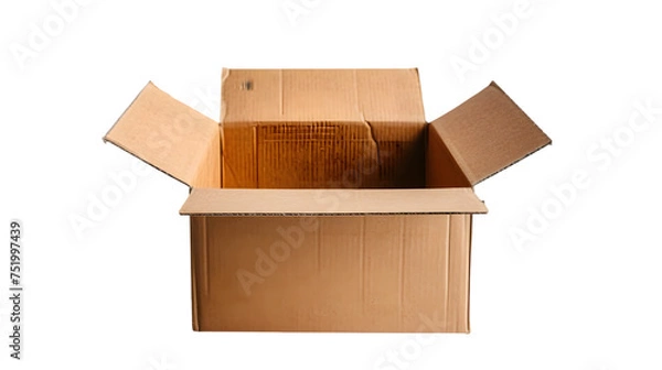Fototapeta one open cardboard box on transparent background