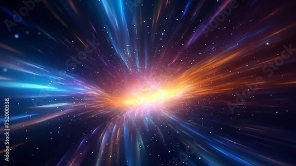 Fototapeta High-speed tunnel with dynamic light trails