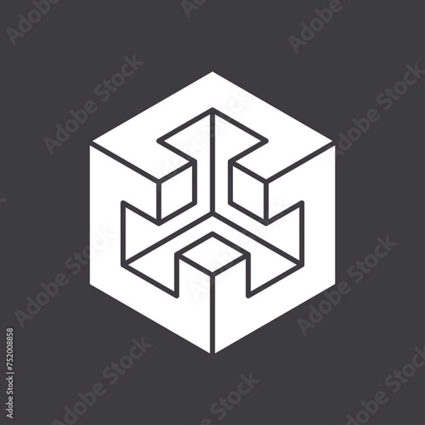 Fototapeta Abstract shape icon isolated on grey background. Geometric logotype designs. Vector illustration.