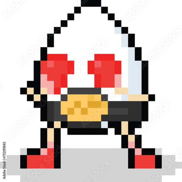 Fototapeta Pixel art boxing egg character doing guard posing