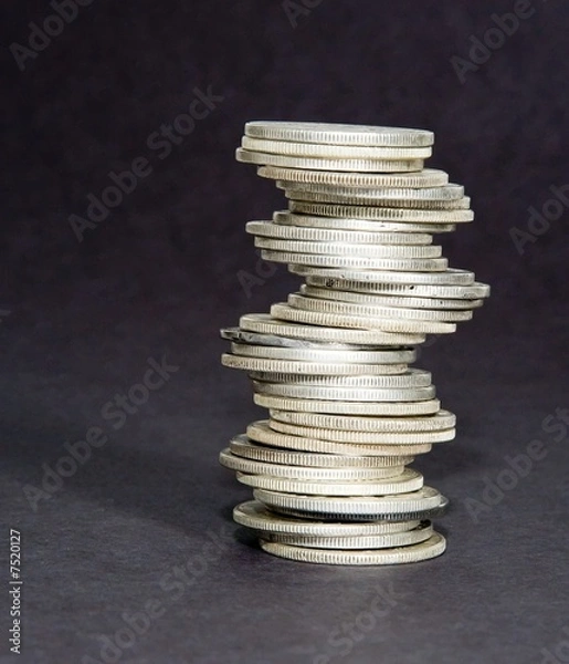 Obraz Silver Coin Staggered Stack