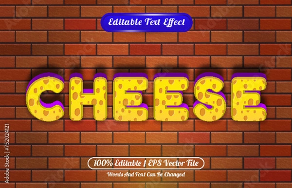 Obraz Cheese editable text effect 3d cartoon style