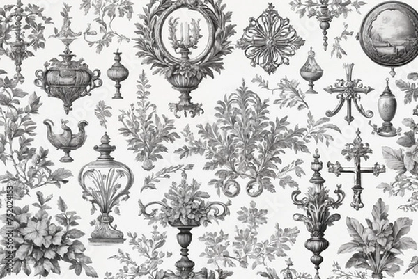 Fototapeta Baroque Scroll as Element of Ornament and Graphic Design with Spirals and Rolling Circle Motif. Generative Ai