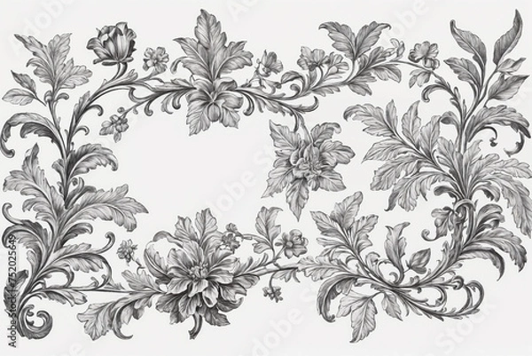 Fototapeta Baroque Scroll as Element of Ornament and Graphic Design with Spirals and Rolling Circle Motif. Generative Ai