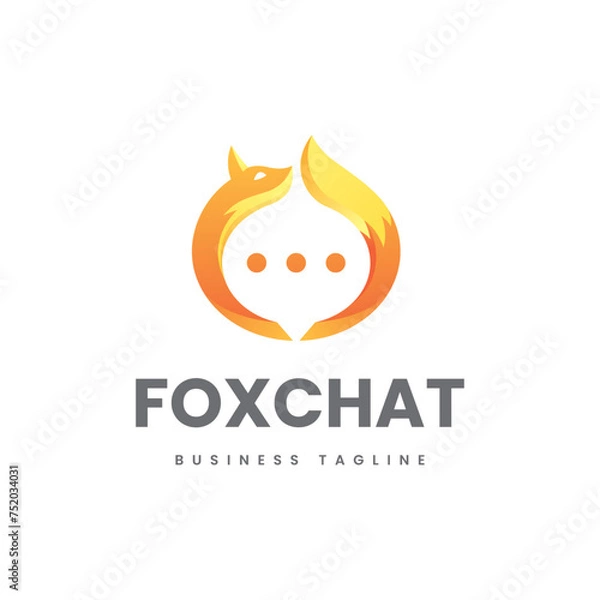 Fototapeta modern fox chat logo vector