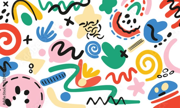 Obraz Hand drawn/drawing vector abstract full colour shape patternt templated background