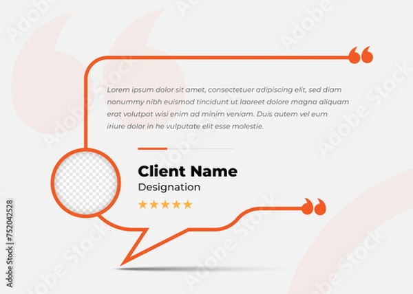 Fototapeta Simple customer feedback testimonial template design with image placeholder