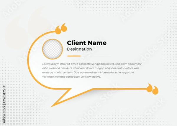 Fototapeta Minimalist client testimonial template design with image placeholder