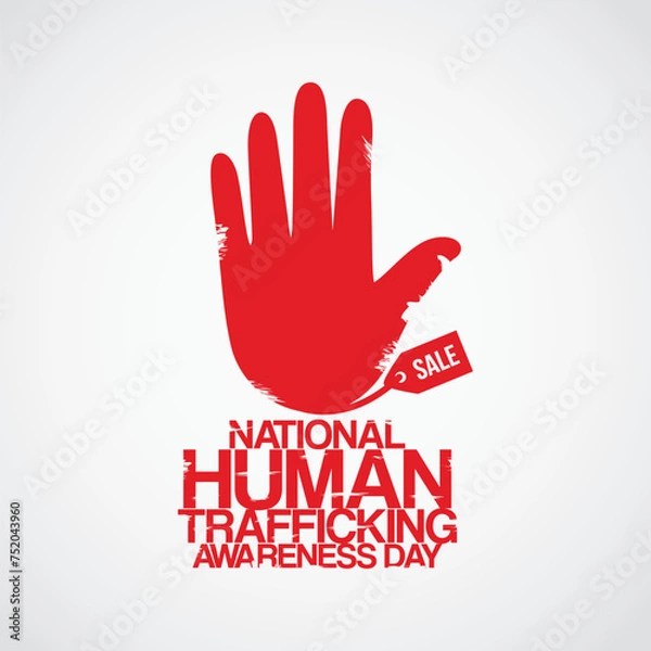 Obraz National Human Trafficking Awareness Day vector illustration. National Human Trafficking themes design concept with flat style vector illustration. Suitable for greeting card, poster and banner.