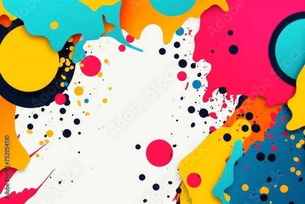 Fototapeta Retro-chic composition with a pop art color paint splash pattern, adding a sense of nostalgia and vibrancy to the background, Generative AI