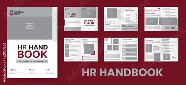 Fototapeta HR Handbook for Employee Rules. Welcome Company Handbook Brochure of Introduction About Company.