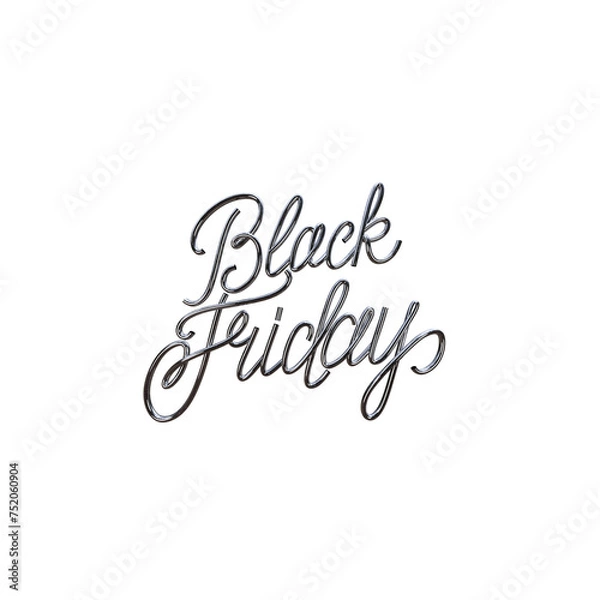Fototapeta Black Friday 3d chrome lettering text. 3d render. Abstract alphabet.